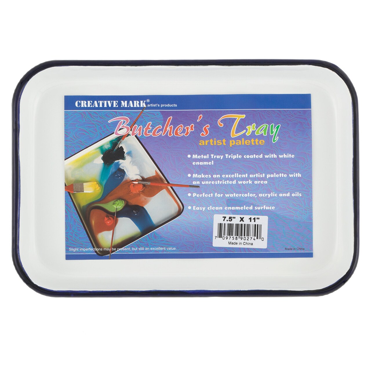 Creative Mark Butcher Tray Palette - Triple coated Enamel Tray Palette for Painting, Color Theory, Mixing, and more!